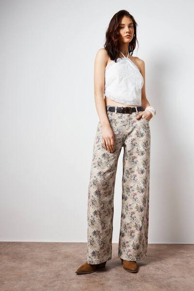  Nastygal Floral Printed Denim Jean 