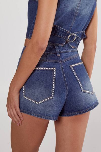  Nastygal Pearl Denim Short, Authentic Midwash 
