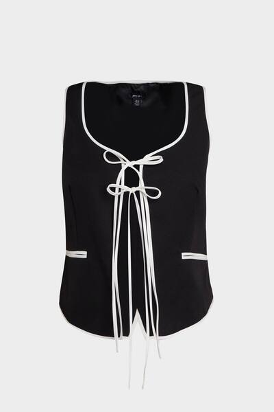  Nastygal Plus Tailored Contrast Piped Vest, Mono 
