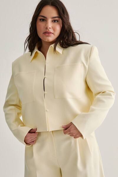  Nastygal Plus Tailored Trucker Jacket, Butter 