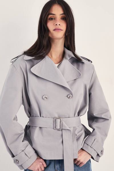  Nastygal Premium Short Trench, Grey 