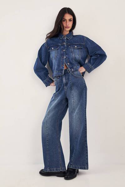  Nastygal The Denim Seam Detail Straight Leg Jean, Authentic Midwash 