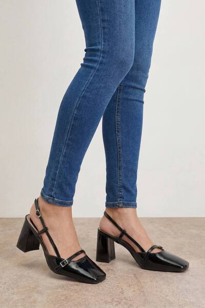  Oasis Becky Slingback Block Heeled Sandals, True Black 