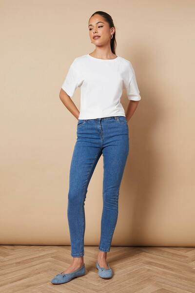  Oasis Jade Mid Rise Skinny Jeans, Mid Wash 