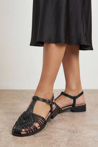 Oasis Kathrina T-bar Low Heel Sandals, Black 