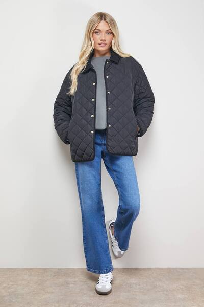  Oasis Padded Cord Collar Jacket, Black 