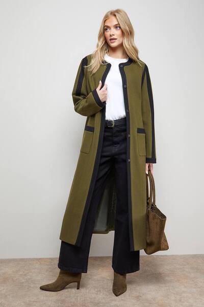  Oasis Tipped Coat, Olive 