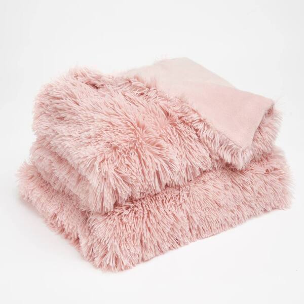  Ohs Fluffy Fleece Throw Blanket, Light Pink 