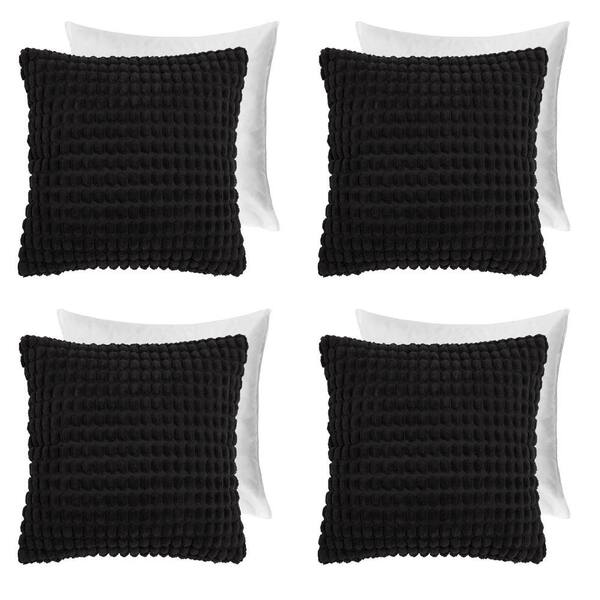  Ohs 4 Pack Bobble Filled Cushion Covers Home Decor Set, Black 