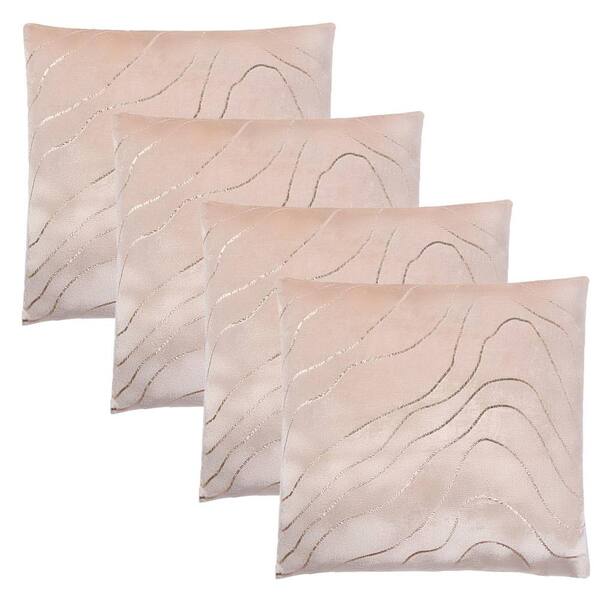  Ohs 4 Pack Metallic Wave Cushion Covers Home Decor Set, Natural 