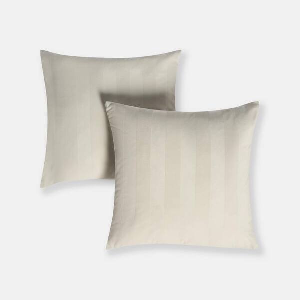  Ohs 2 Pack Soft Stripe Velvet Decorative Square Cushion Covers, Cream 