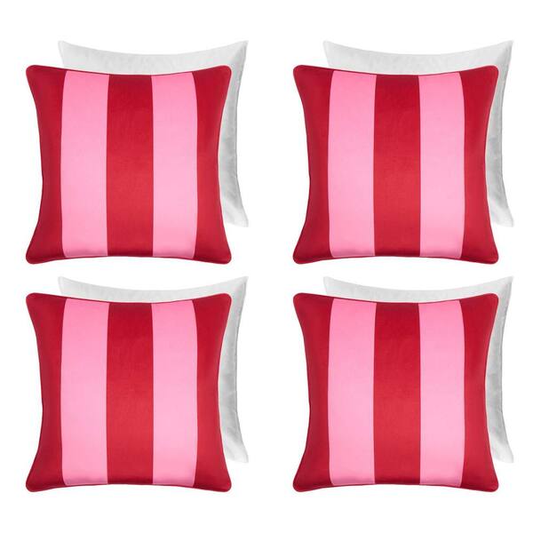  Ohs 4 Pack Stripe Filled Cushion Covers Home Decor Set, Pink 