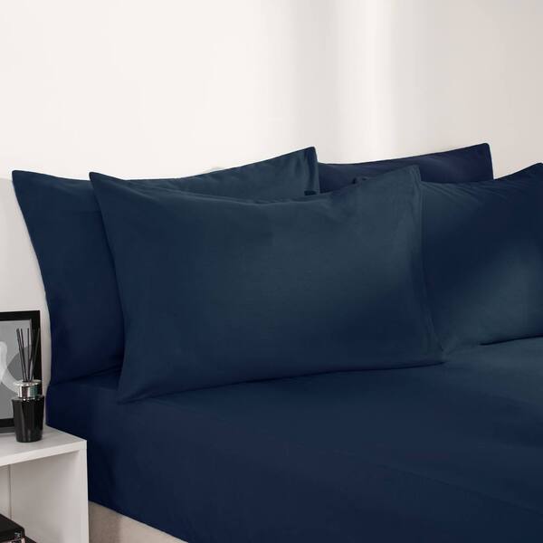  Ohs Plain Dyed Non-iron Fitted Bed Sheet, Navy 