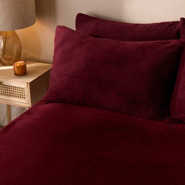  Ohs Teddy Fleece Thermal Fitted Bed Sheet, Wine 