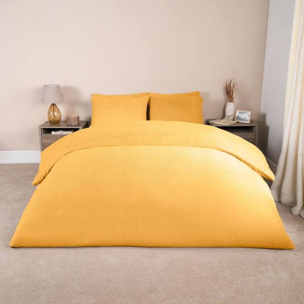  Ohs Thermal Soft Teddy Fleece Duvet Cover Bedding Set, Bright Yellow 