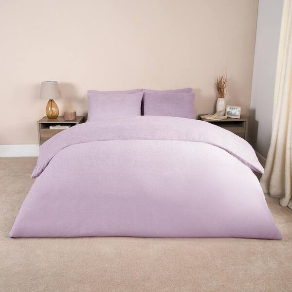  Ohs Thermal Soft Teddy Fleece Duvet Cover Bedding Set, Lilac 