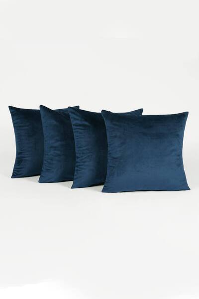  Ohs 4 X Matte Velvet Cushion Covers Soft Plain Zip, Navy 