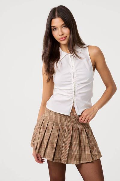  Pink Vanilla Ivory Double Zip Sleeveless Top 