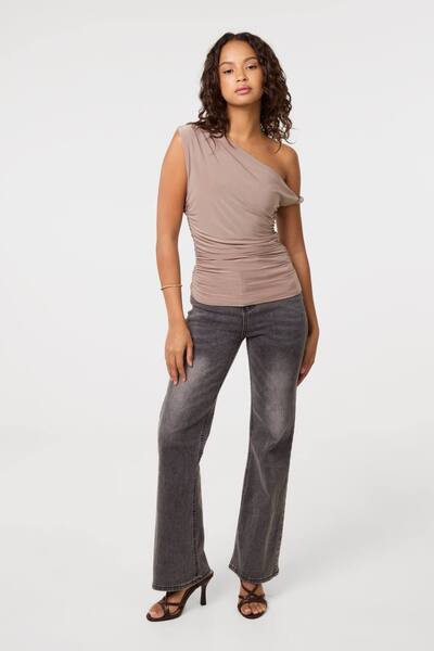  Pink Vanilla Light Brown Twist Shoulder Top 