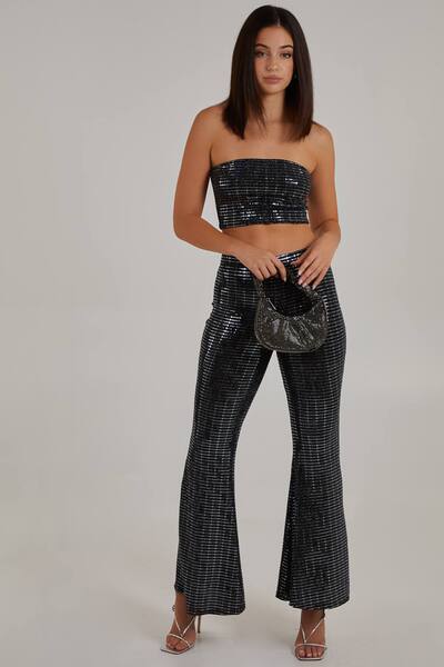  Pink Vanilla Sparkle Bandeau Top, Black 