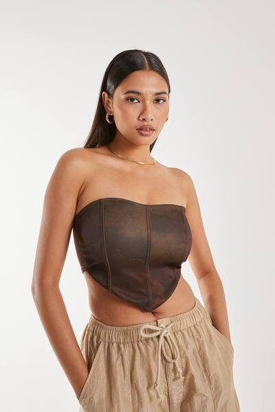  Pink Vanilla Watermark Seam Corset Top, Chocolate 