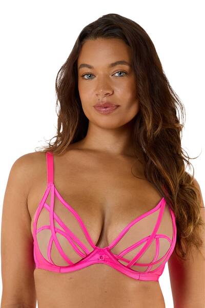  Playful Promise Ramona Neon Pink 'plunge Bra' 