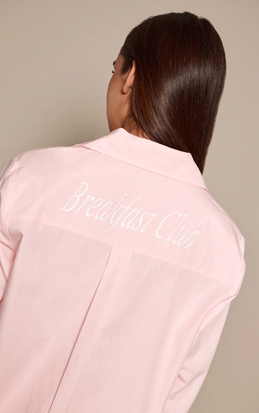  Prettylittlething Baby Pink Contrast Breakfast Club Button Up Pyjamas 