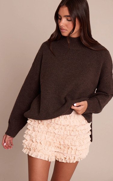  Prettylittlething Beige Chiffon Ruffle Bloomers 