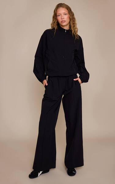  Prettylittlething Black Shell Piping Track Pants 