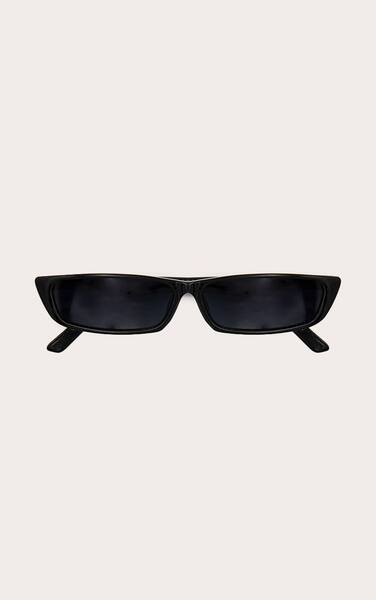  Prettylittlething Black Slim Rectangular Lense Sunglasses 