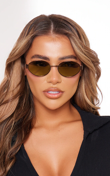  Prettylittlething Bronze Metal Frame Round Sunglasses 