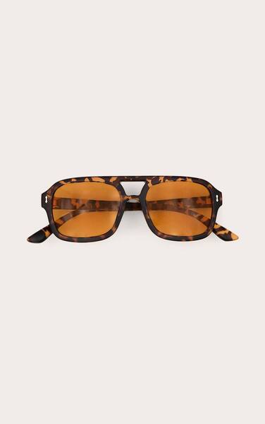  Prettylittlething Brown Tort Frame Orange Smoke Lens Aviator Sunglasses 