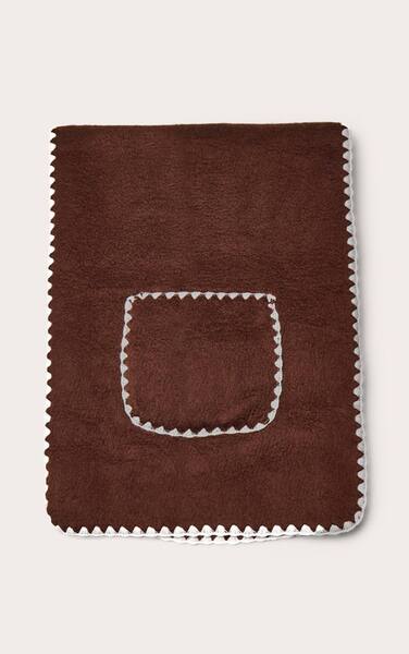  Prettylittlething Chocolate Blanket Stitch Contrast Pocketed Scarf 