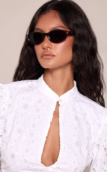  Prettylittlething Chocolate Frame Brown Lens Oval Sunglasses 