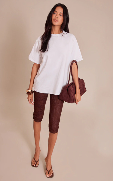  Prettylittlething Chocolate Lace Mesh Capris 