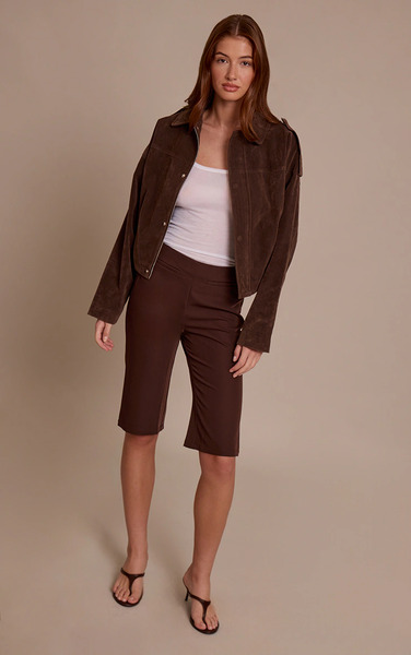  Prettylittlething Chocolate Woven Capris 