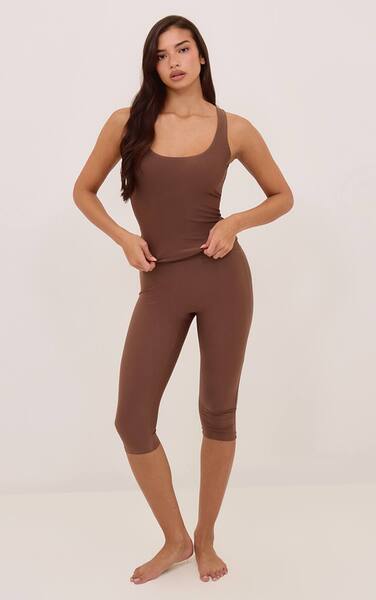  Prettylittlething Espresso Polyamide Capris 