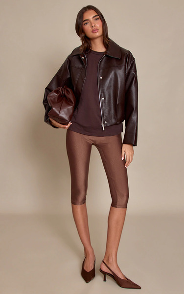  Prettylittlething Espresso Polyamide Capris 