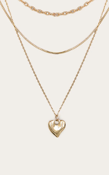  Prettylittlething Gold Abstract Pendant Layered Necklace 