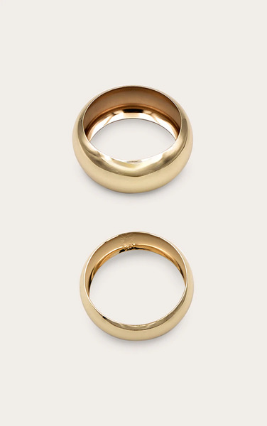  Prettylittlething Gold Chunky Bevelled 2 Pack Bangles 