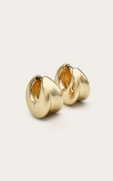  Prettylittlething Gold Chunky Clasp Beveled Hoop Earrings 