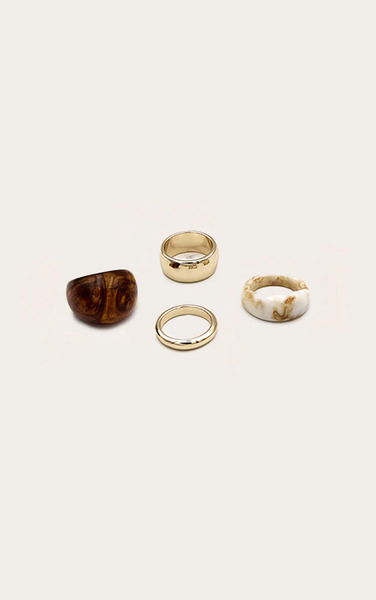  Prettylittlething Gold Chunky Resin Multi-pack Rings 