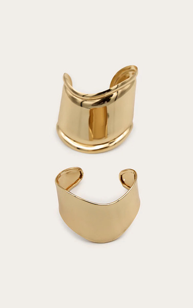 Prettylittlething Gold Curved Bangle Set 