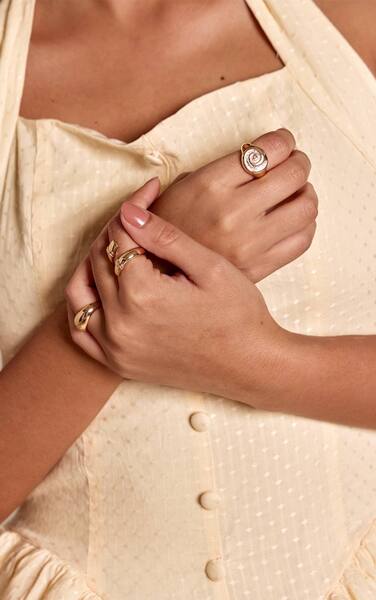  Prettylittlething Gold Molten Huggie Ring Multi-pack 
