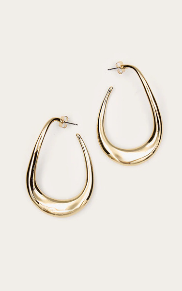  Prettylittlething Gold Oversized Slim Hoop Earrings 