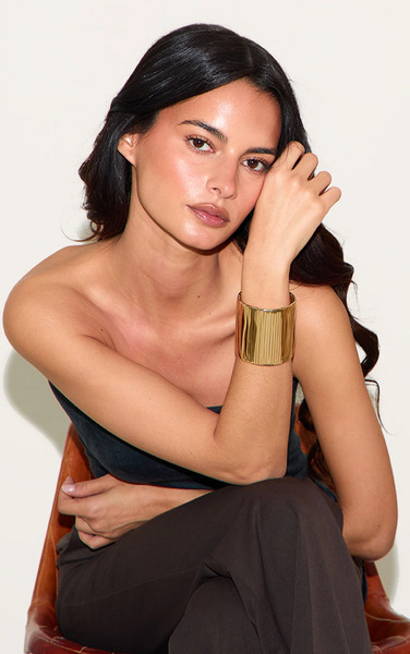  Prettylittlething Gold Ridge Cuff Bangle 