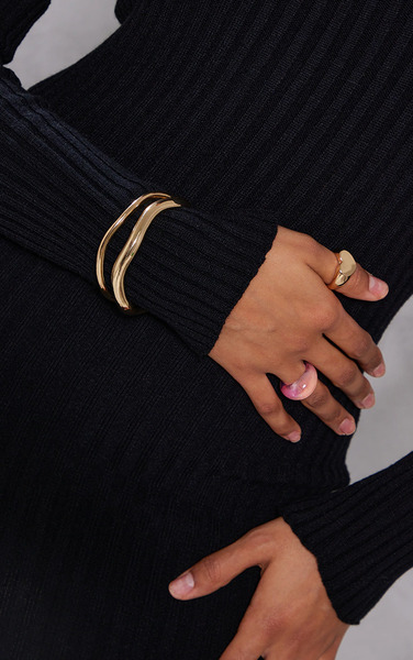  Prettylittlething Gold Simple Multipack Bangles 