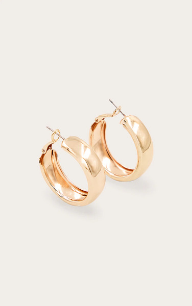  Prettylittlething Gold Small Chunky Tubular Hoop Earrings 