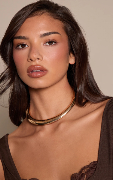  Prettylittlething Gold Smooth Chunky Curved Necklace 