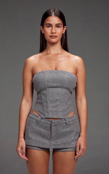  Prettylittlething Grey Wool Look Corset 